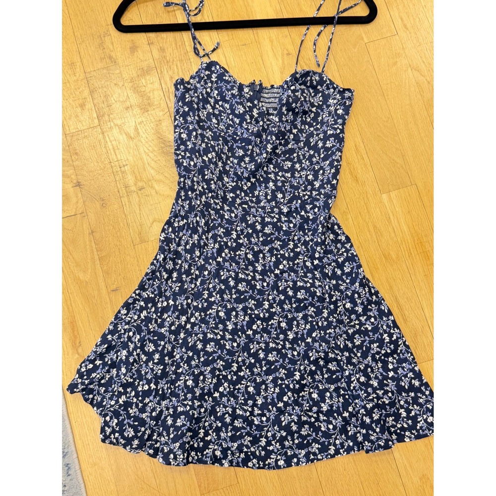 Reformation Saskia Dress Floral Midnight Blue Navy Bustier Mini Sz 2 EUC Boho - Picture 6 of 14